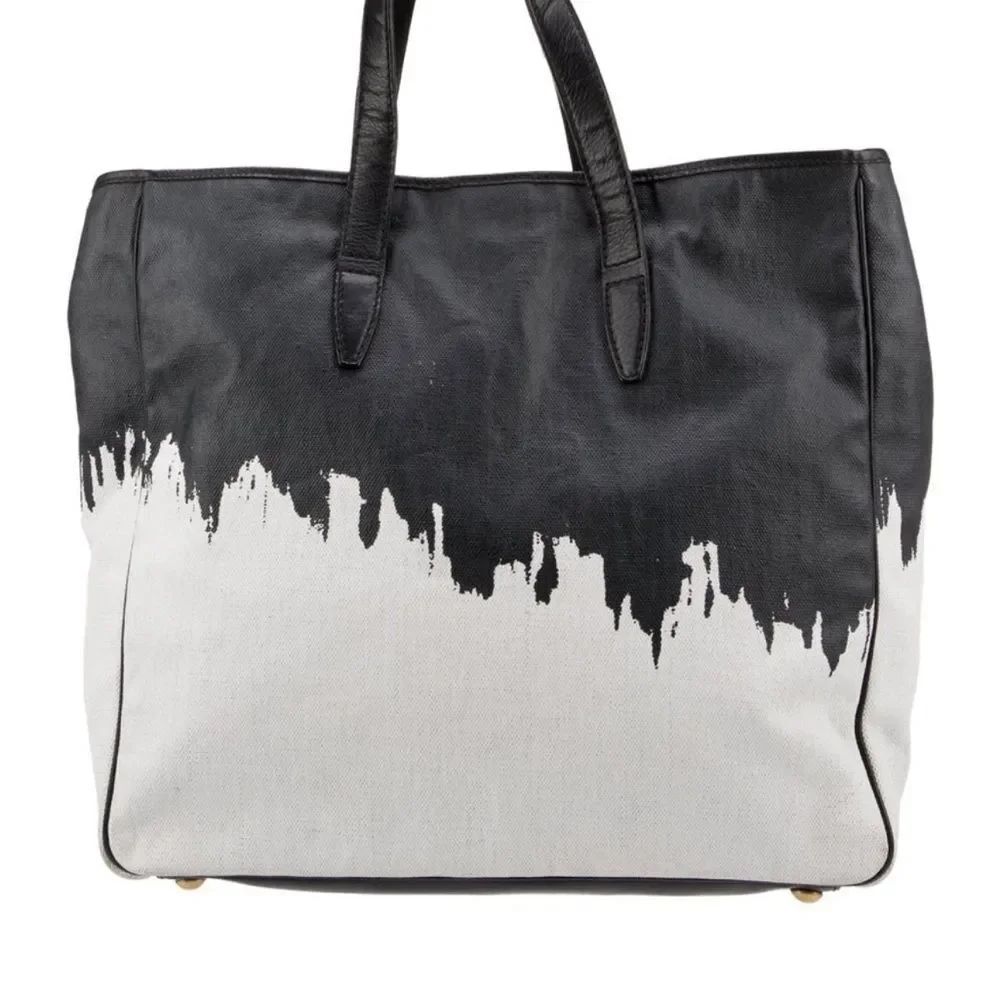 Yves Saint Laurent Black and White Artistic Tote